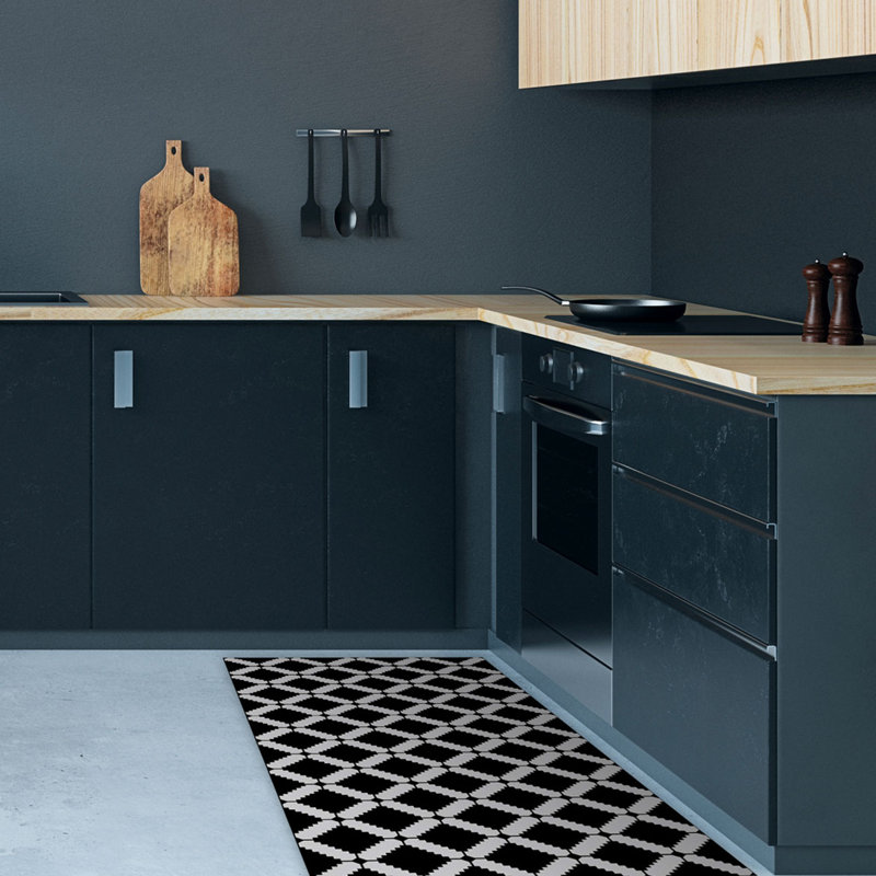 Verano Modern Geometric Stencil Pattern Rug Kitchen Mat - 120cm x 60cm