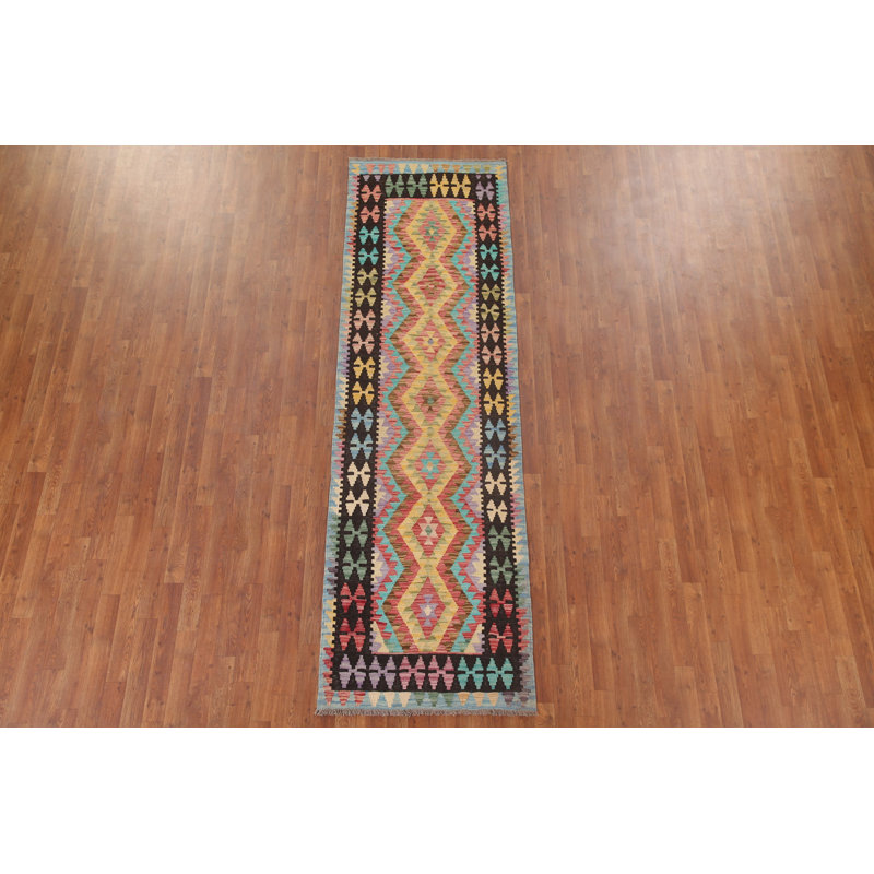 Reversible Wool Kilim Oriental Runner Rug 3x10