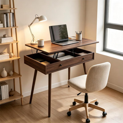 Lift Top Office Desk with Hidden Storage, Writing Desk for Home Office