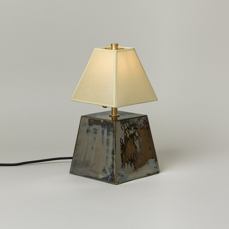 Osen Table Lamp, Faint Green, Obsidian, 13.5" H x 7.5" W x 7.5" D