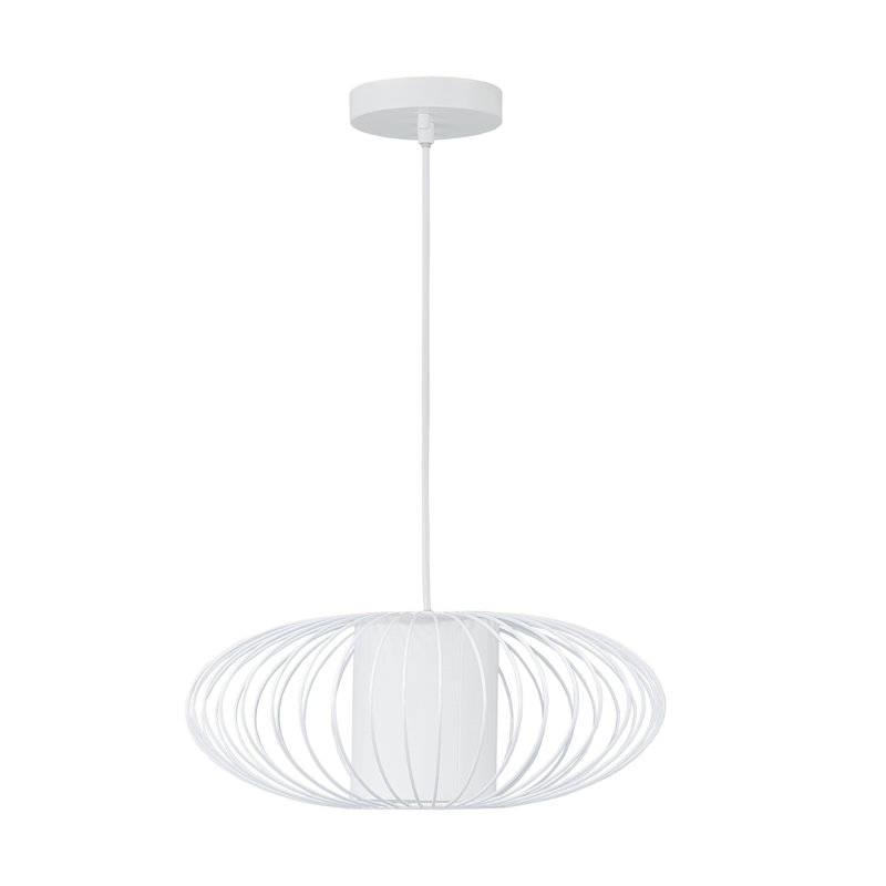 Luminaire suspendu géométrique unique à 1 lumière Adelheide, 6.3" H x 15.7" W X 15.7" D, Blanc