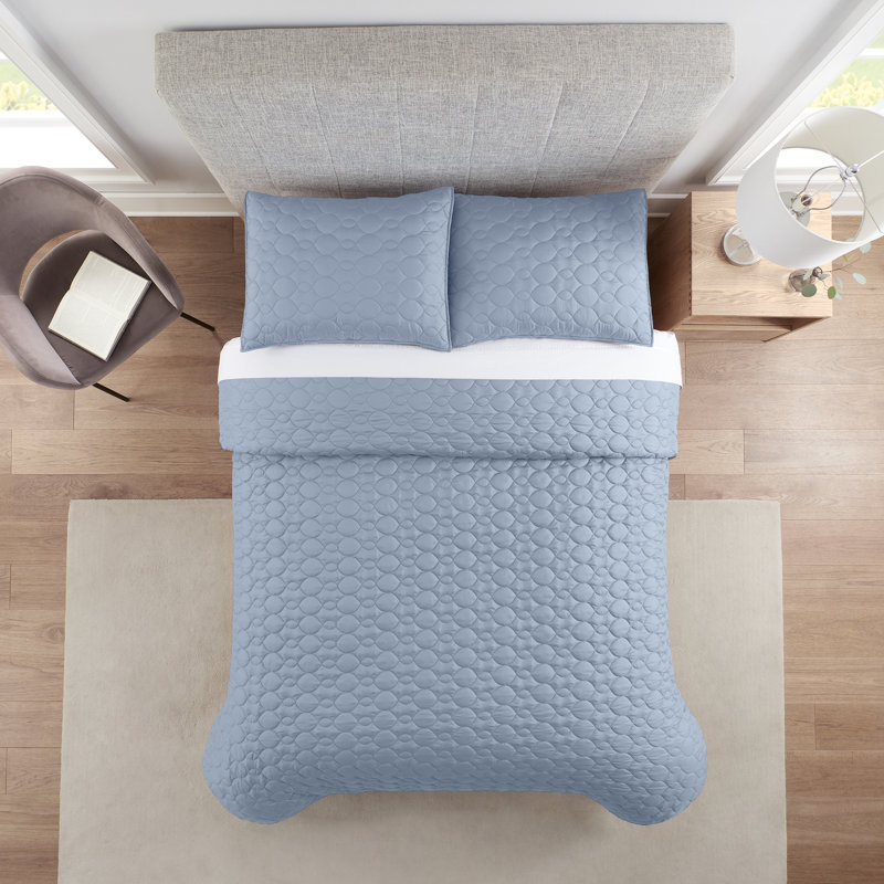 Simply Comfort Solid Quilt Set, King Quilt, Light Blue