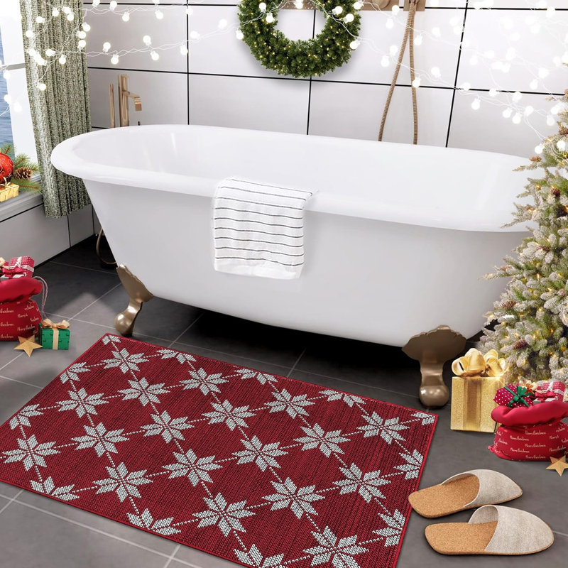 Christmas Eve Foldable Carpet - 2x3ft Thin Low Pile Accent Rug, Rectangle 2' x 3'