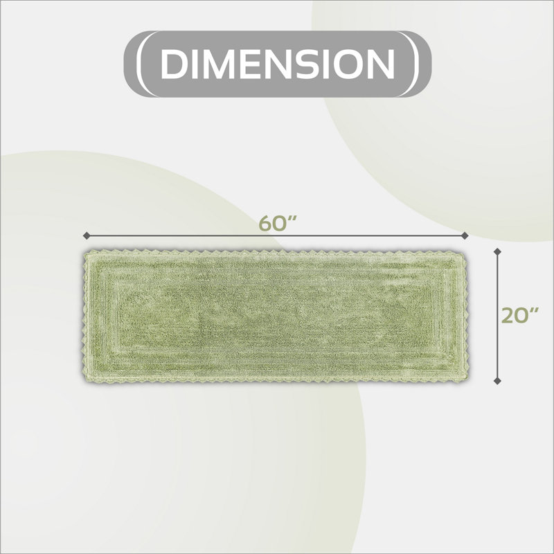 Rasika 100% Cotton 1990 GSM Tufted Reversible Bath Rug, OEKO-TEX Certified, Ultra Soft & Absorbent, Machine Washable Bathroom Rug for Shower, Tub, Sink, Vanity & Spa Areas, Crochet-Inspired Design, 20" x 60" Runner, Sage