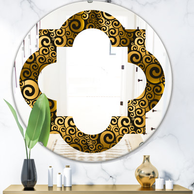 Quatrefoil Swirl I Traditional Frameless Wall Mirror