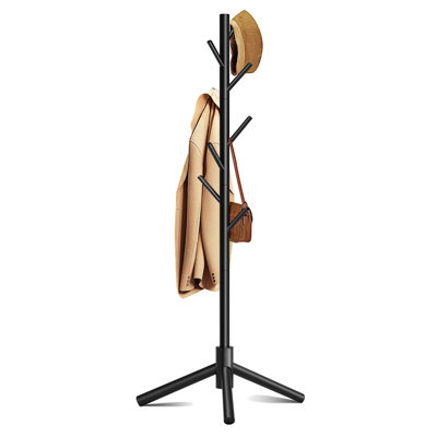 Jedriel 8-hook Freestanding Adjustable Wooden Coat Rack for Entryway,Bedroom,Office