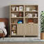 Bibliothèque en rotin d'inspiration bohémienne avec armoire de rangement et tablettes réglables-122534209-102716424