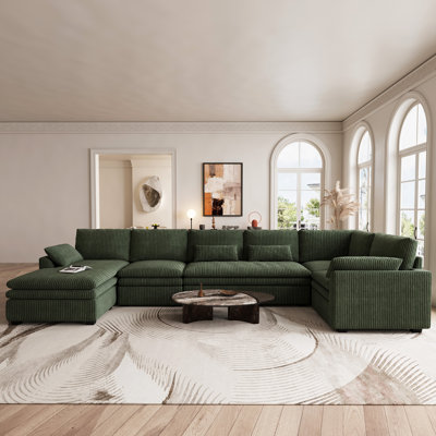 Manuel Corduroy U-Shaped Sofa Living Room Sectional Couch With Detachable Double Cushion