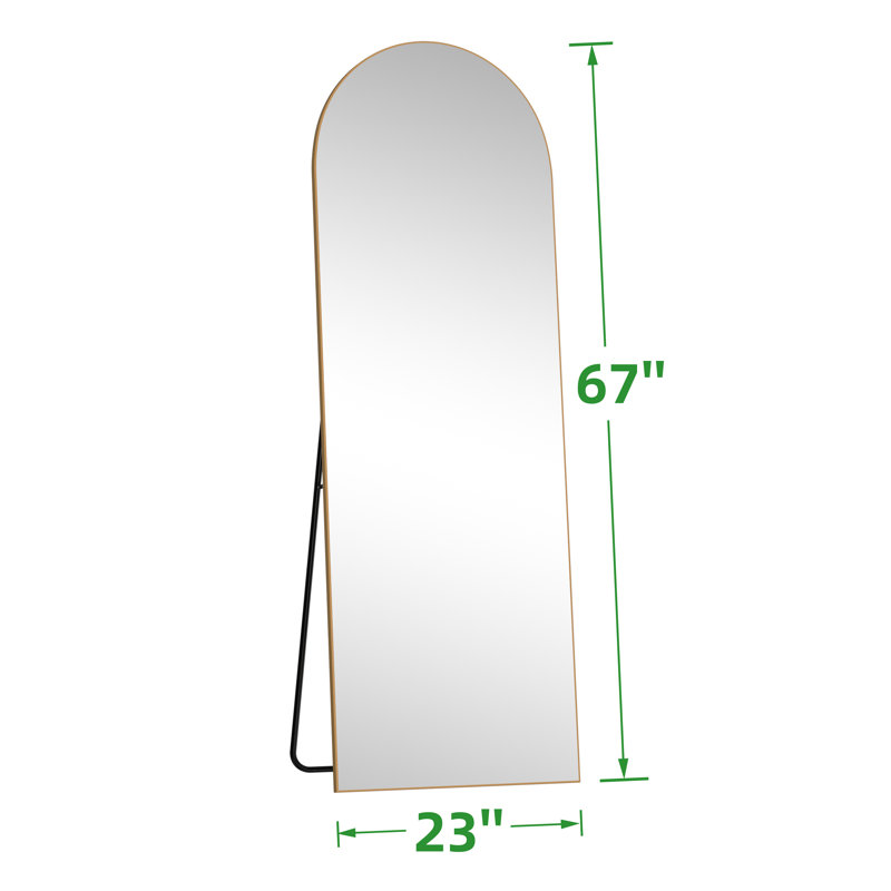 Luziano Solid Wood Arch Wall Mirror, 67" x 23", Gold
