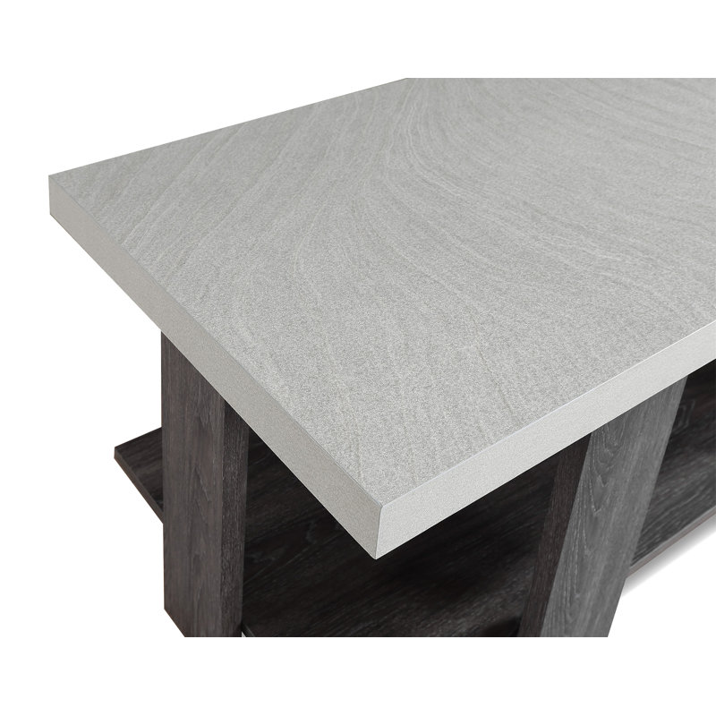 Ensemble de table basse 3 pièces avec table basse et deux tables de bout assorties, Brun, Gris