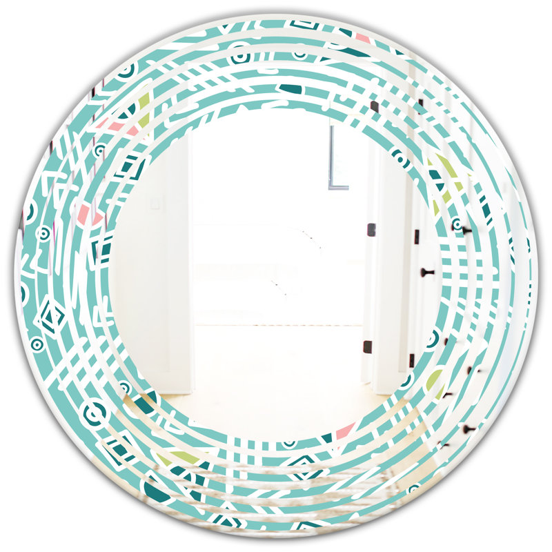 Miroir mural moderne sans cadre wave pastel tribal, 31,5 po x 31,5 po