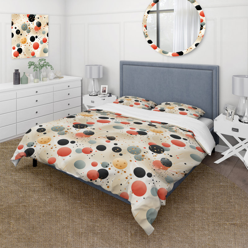 Ensemble de housse de couette Contemporary Chic Polka Dots, Housse de couette pour très grand lit et 2 très