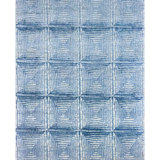 Hand-Knotted Wool/Silk Geometric Area Rug in Blue/Ivory