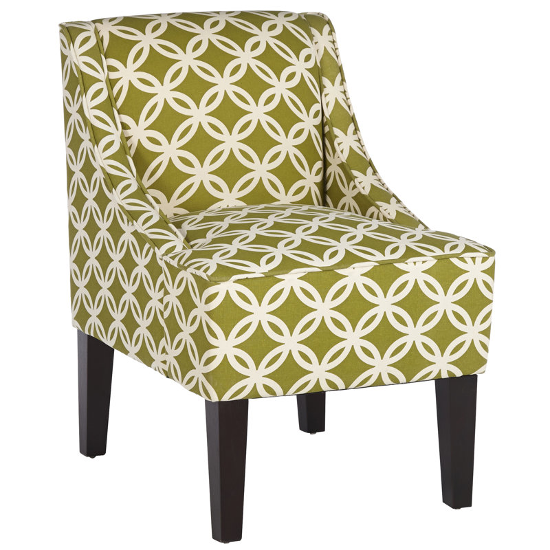 fauteuil de chambre à treillis Deasia, Vert / blanc géométrique