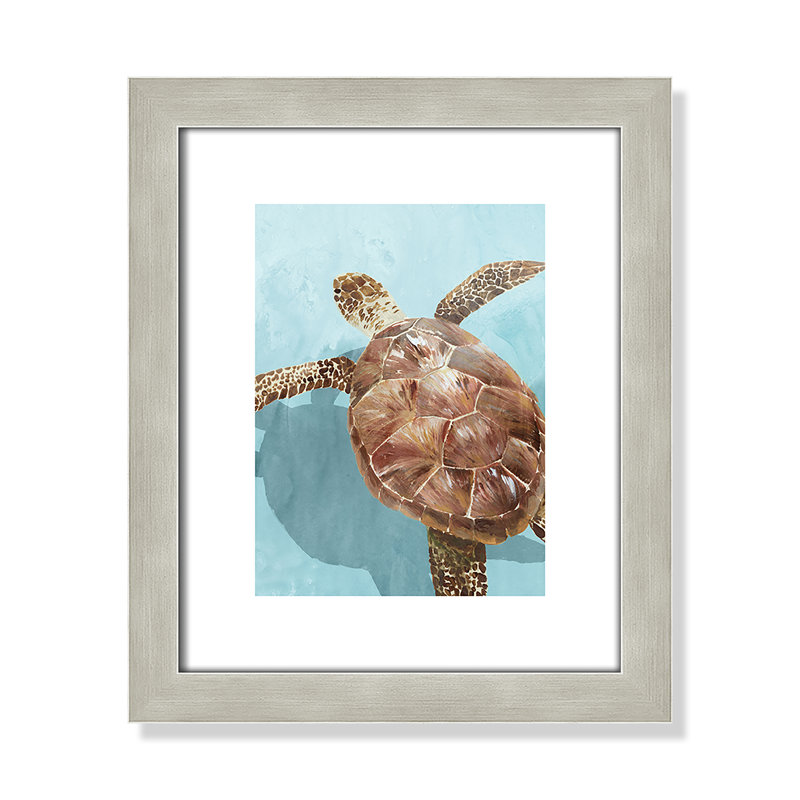 Ocean Deep Turtle " Ocean Deep Turtle II " by Isabelle Z, Warm Silver, 15.5" H x 13.5" W x 1.25" D