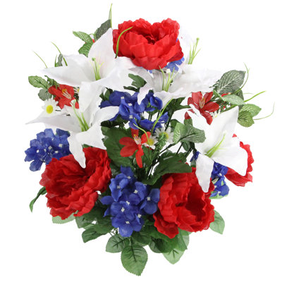 Bouquet de 18 poinsettias artificiels 18 tiges, faux velours, oeillet poinsettia