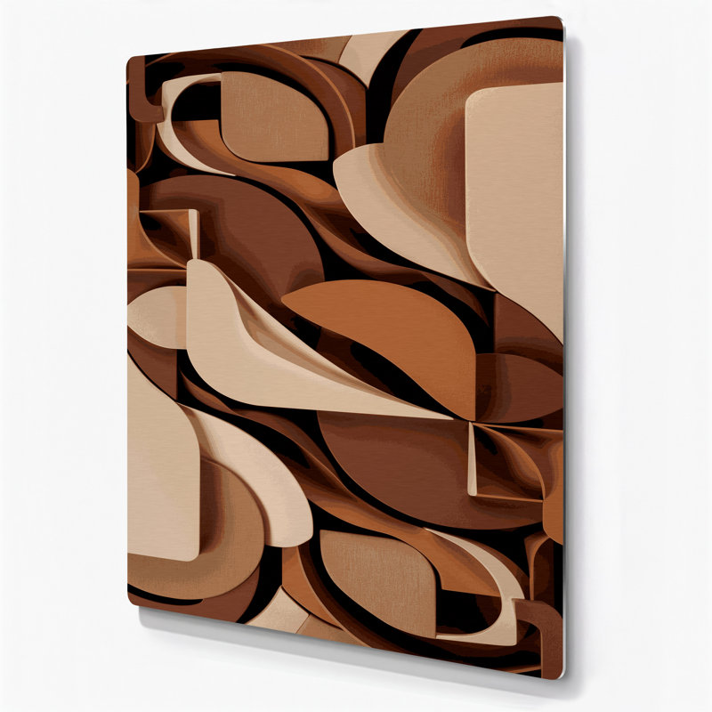 «Abstract Shapes» 10, art mural en métal brun