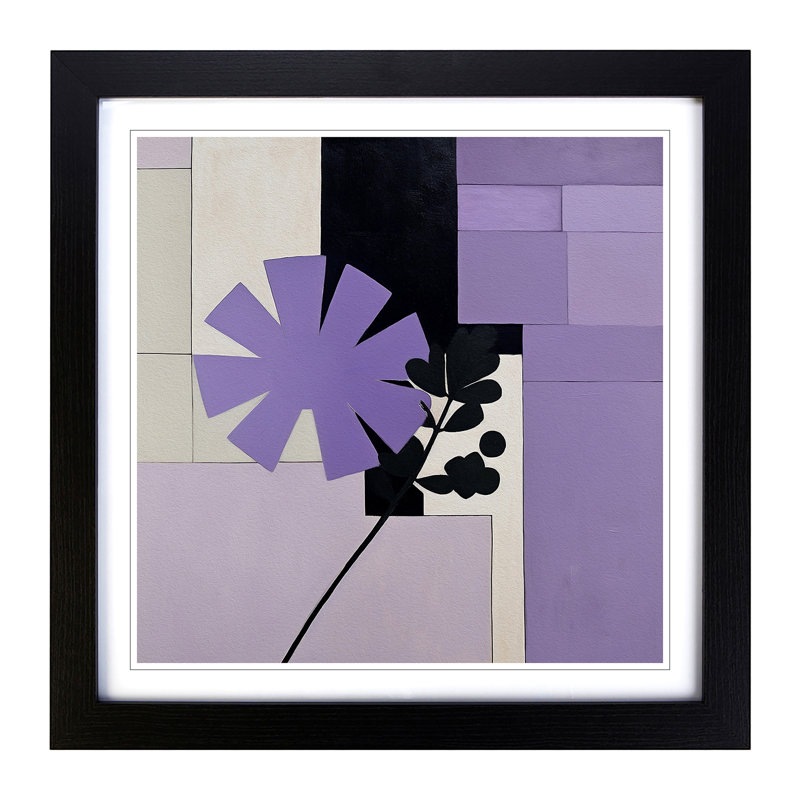 Lavender Flower Suprematism - Framed Print, Black Framed