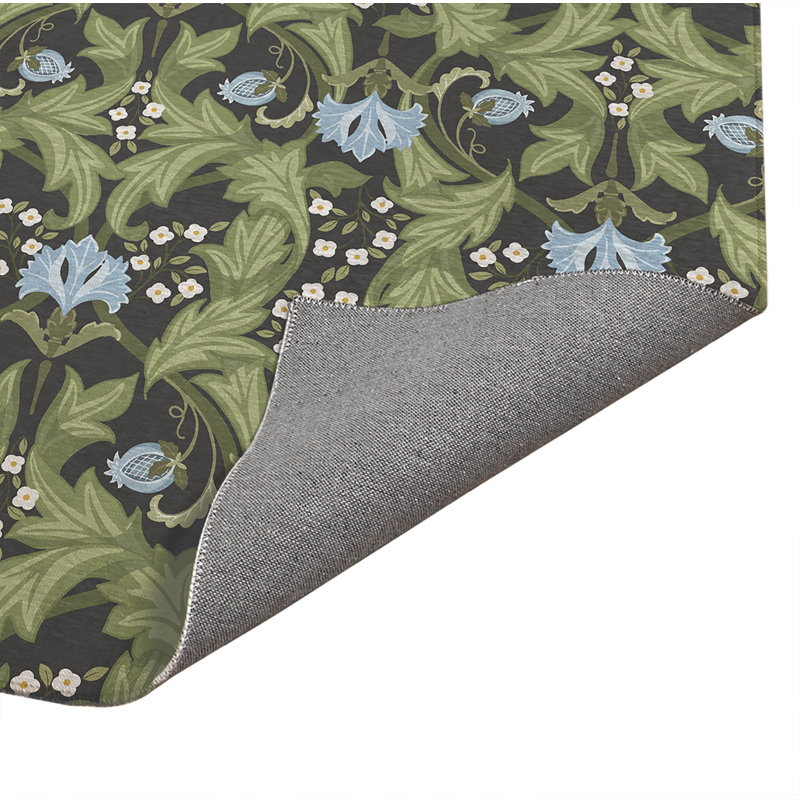 Tapis de cuisine léger antidérapant Ogee Leaf, Gris anthracite, Rectangulaire 3 pi x 5 pi