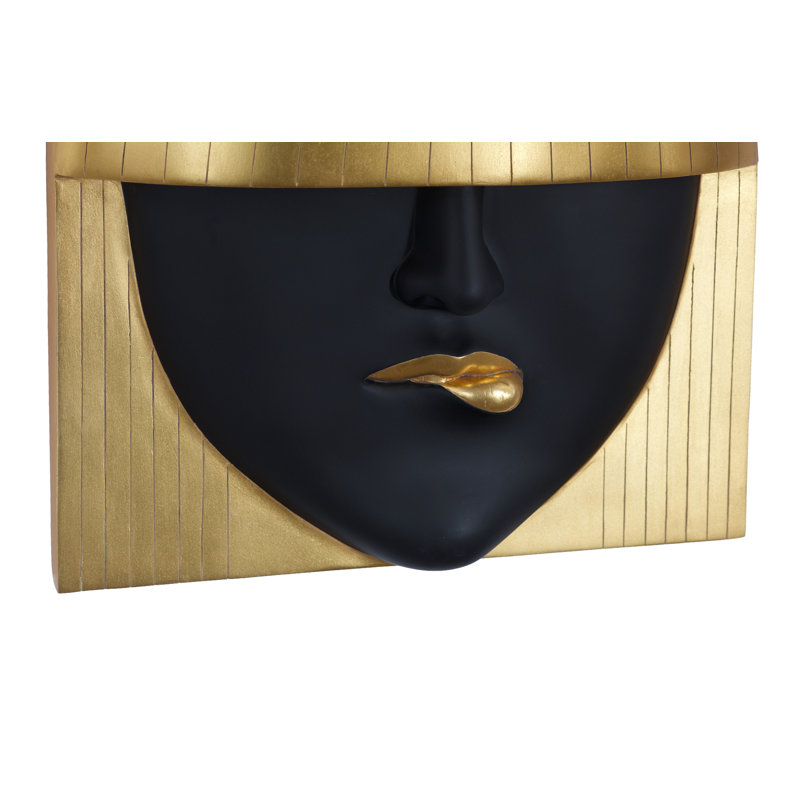 Fashion Faces and Leaf Wall Décor, Black/Gold Leaf