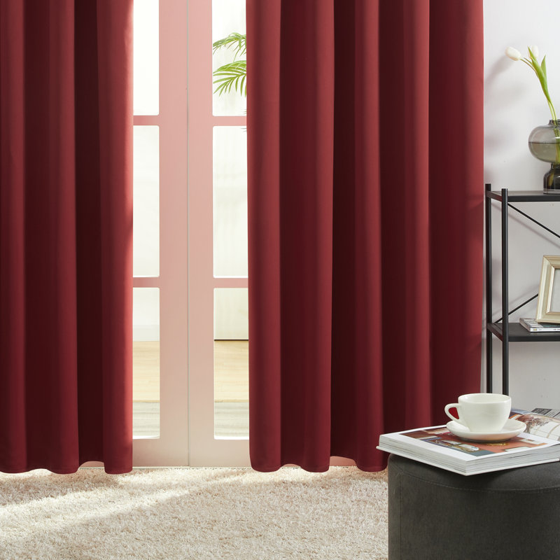 Room Darkening Rod Pocket Thermal Insulated Blackout Curtains (Set of 4), 52" W x 95" L, Brown