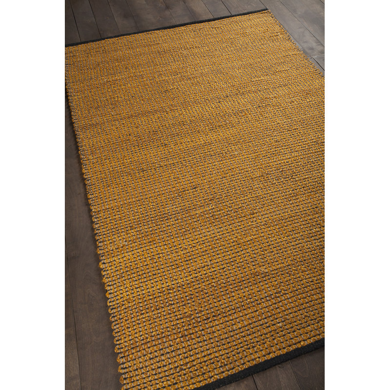 Zola Hand Loomed Modern Area Rug in Orange/Charcoal, Rectangle 5' x 7'6"