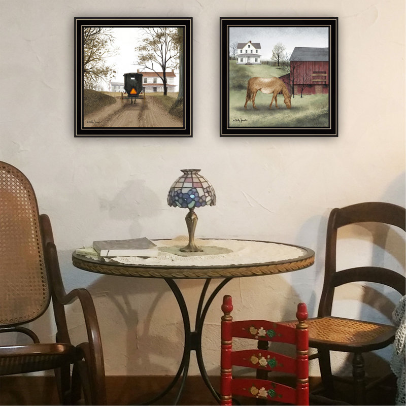 Reproduction d'art mural encadré pour la maison 2 pièces, «The Old Mare», 2 pièces, Noir