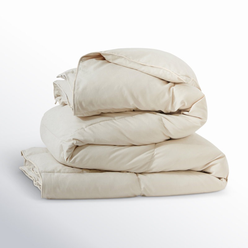 Insert de couette en duvet de plumes toutes saisons avec 8 languettes d'angle, Kaki, Lit simple