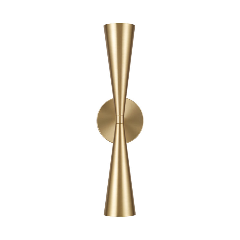 5" W x 19.25" H 2-Light Modern Tapered Dual Sconce in Matte Brass, Matte Brass, 5"W x 19.25"H x 4.75"E