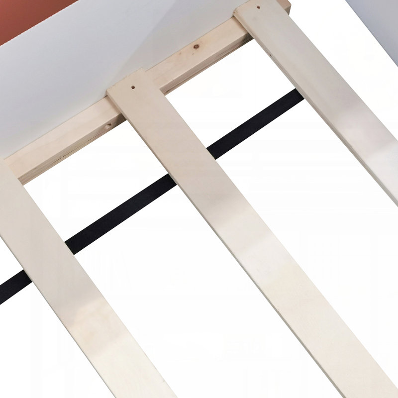 Structure de lit de jour grand rembourré avec clôture et escalier (brun et blanc), Grand