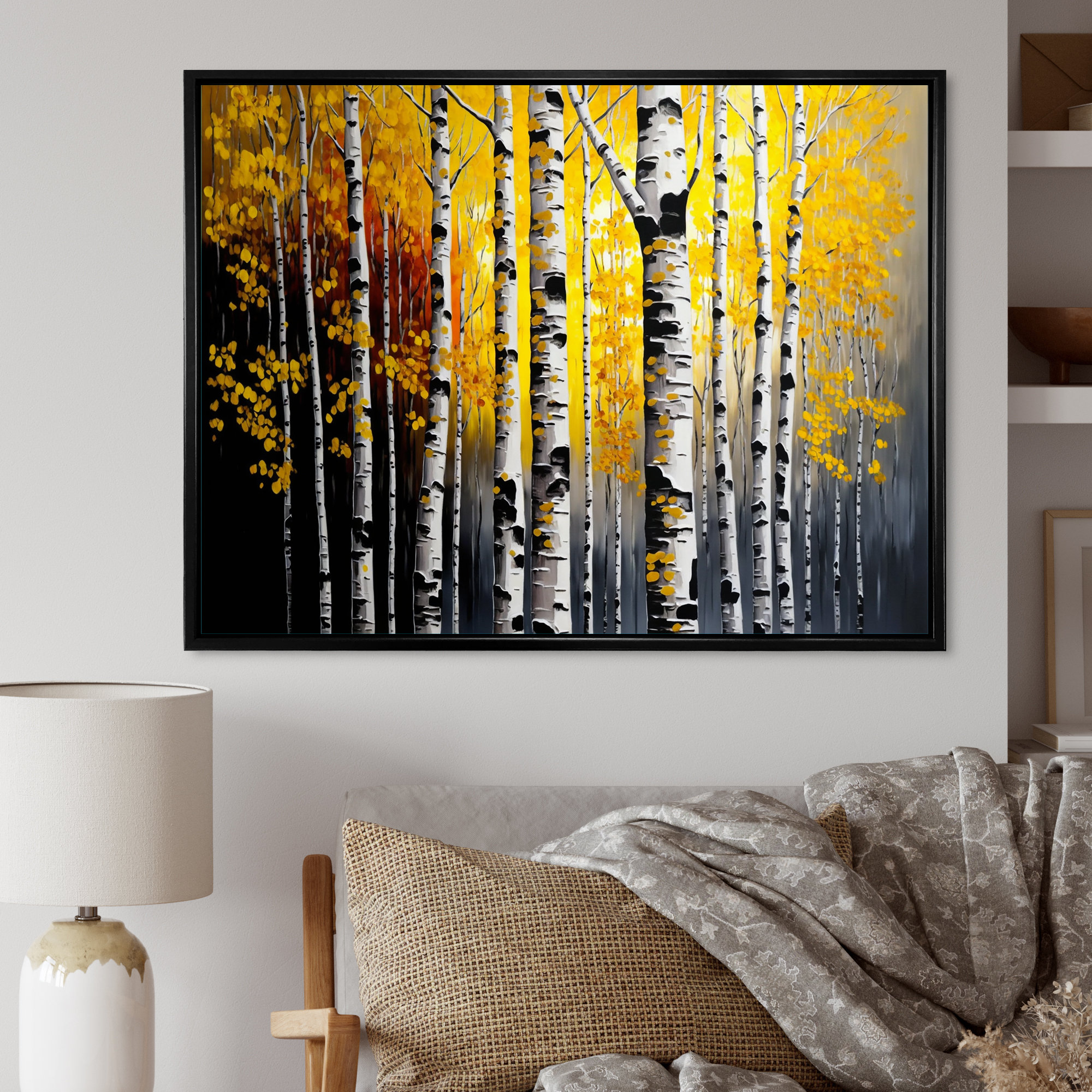 Red Barrel Studio Into A Golden Birch Forest VI - Landscape Canvas Wall ...