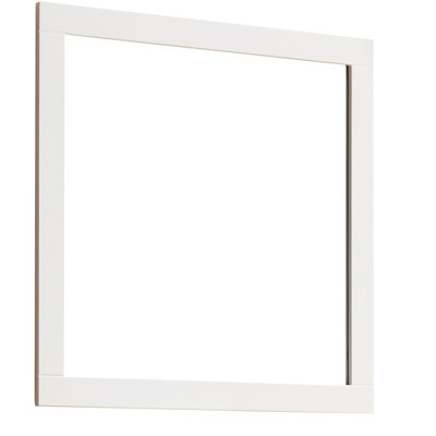 Matte White 32-Inch Square Mirror For Bathroom, Contemporary Style And Brightening Effect