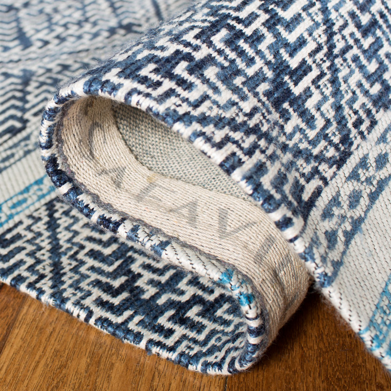 Tapis bleu tissé à la main Gaelle Southwestern, Rectangle de 5 pi x 8 pi