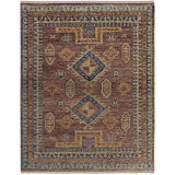 Naleia Wool Geometric Area Rug in Red