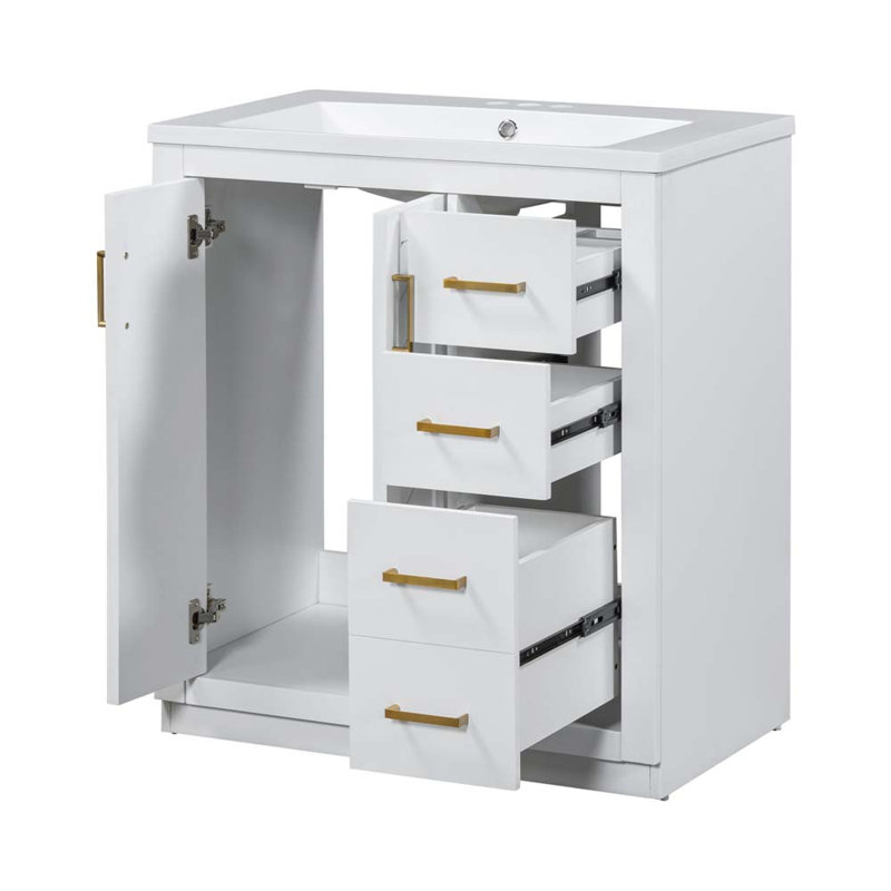 Meuble-lavabo simple avec comptoir Sevdie, Blanc