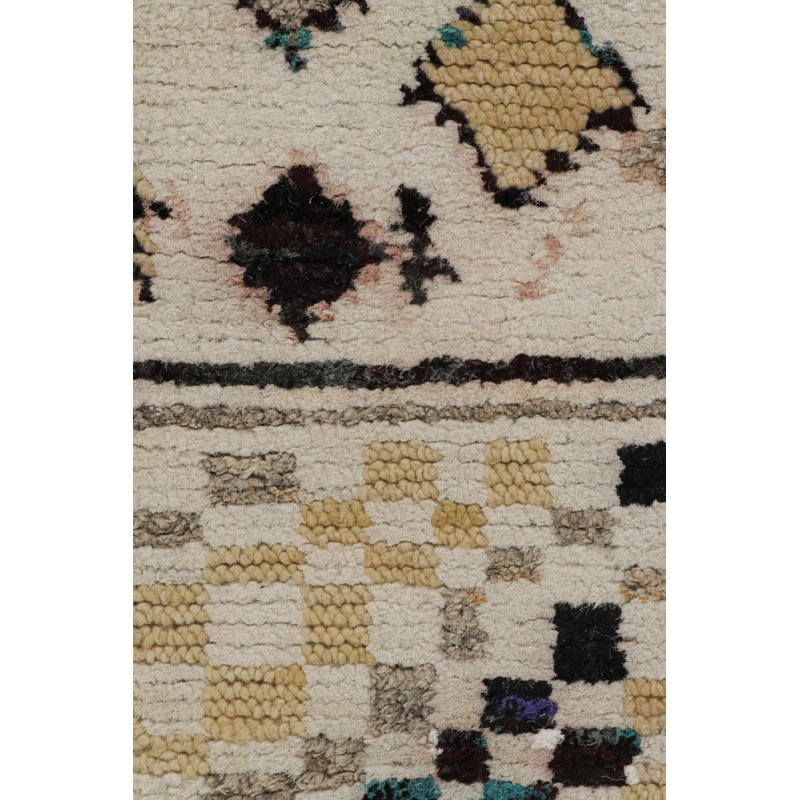 Moroccan Hand Knotted Geometric Area Rug, Rectangle 8' x 10'