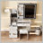Vanity Desk Set with Sliding Lighted Mirror, Makeup Dressing Table with 4 Drawers & 9 Storage Spaces, Hidden Compartments and Cushioned Stool, White Beauty Furniture for Bedroom