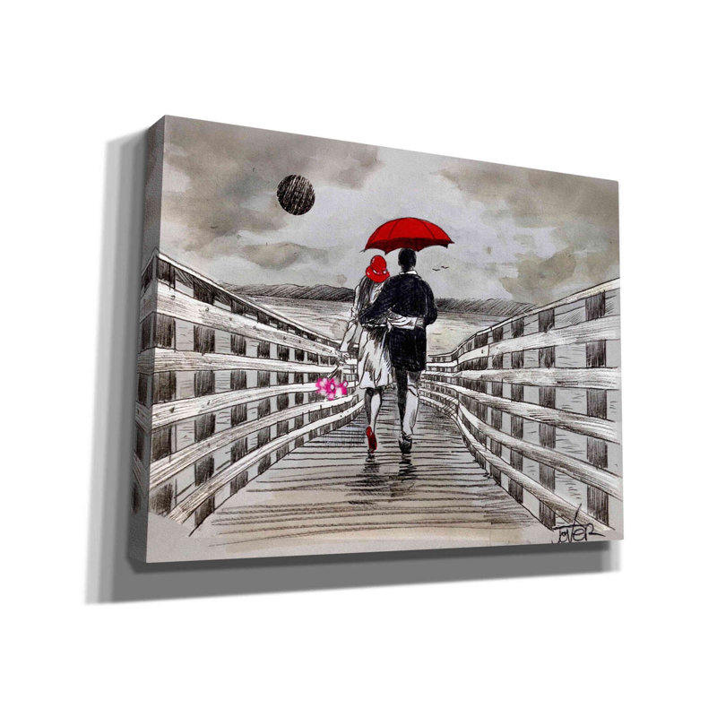 «Boardwalk» par Loui Jover, toile, art mural, H 12 po x l 16 po x P 0,75 po