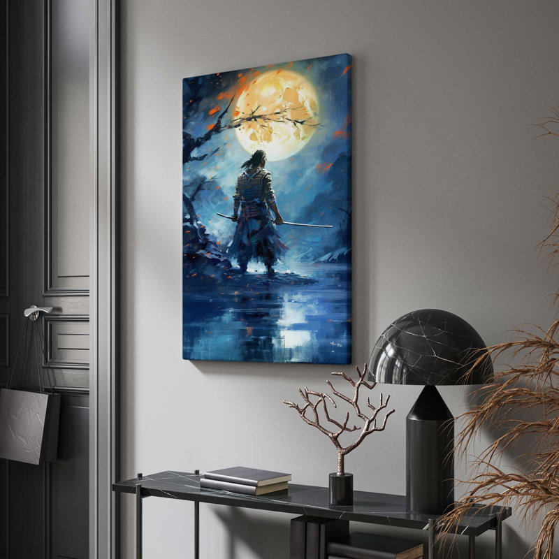 Samouraï, une puissante caste militaire féodale au Japon V2 - Peinture de toiles tendues, H 30 po x l 18 po x P 1 po