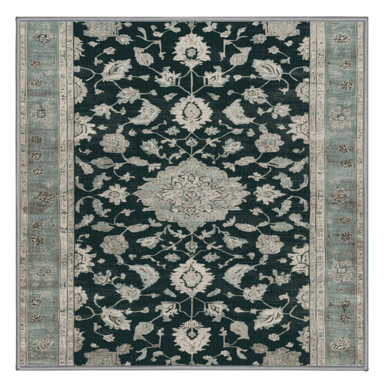Machine Washable Overdyed Grey Area Rug, Square 4'