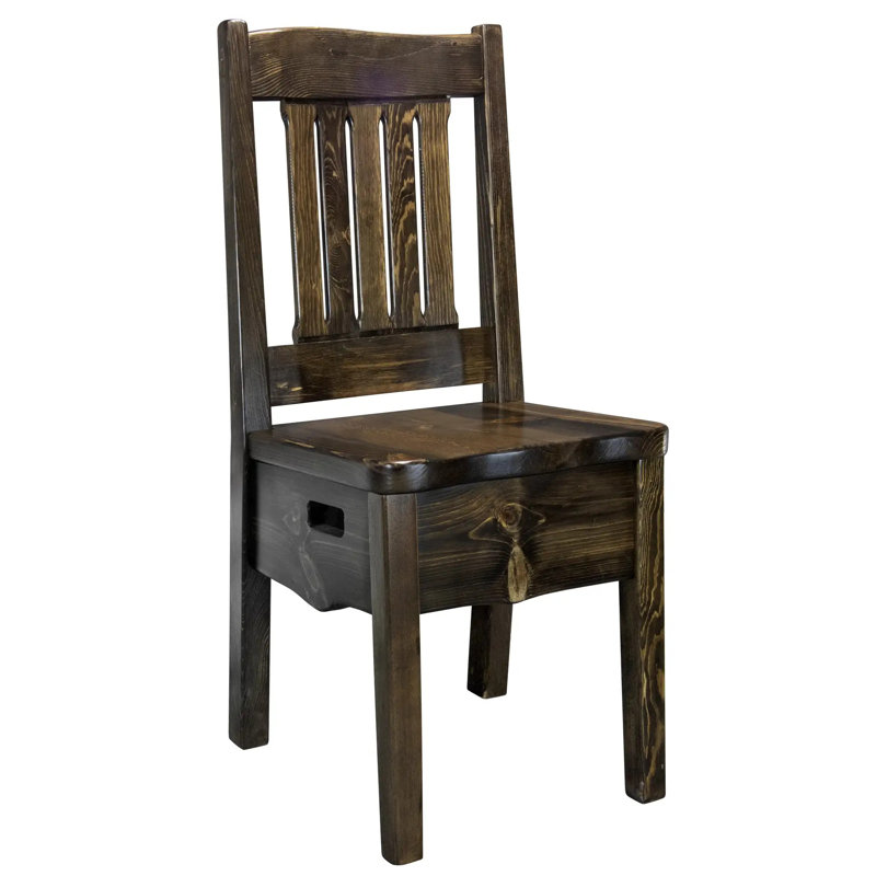 Chaise d'appoint Kishea Collection Live Edge, teinture jacobine et laque transparente, Bois brun foncé