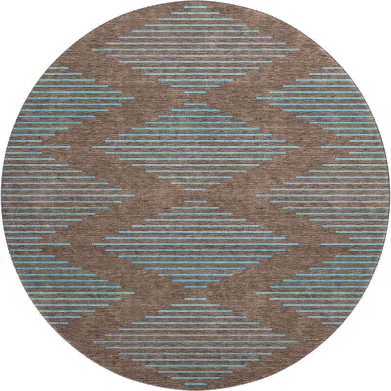 Premium Machine Washable Jahnke AMF1017 Geometric Rug, Round 8'