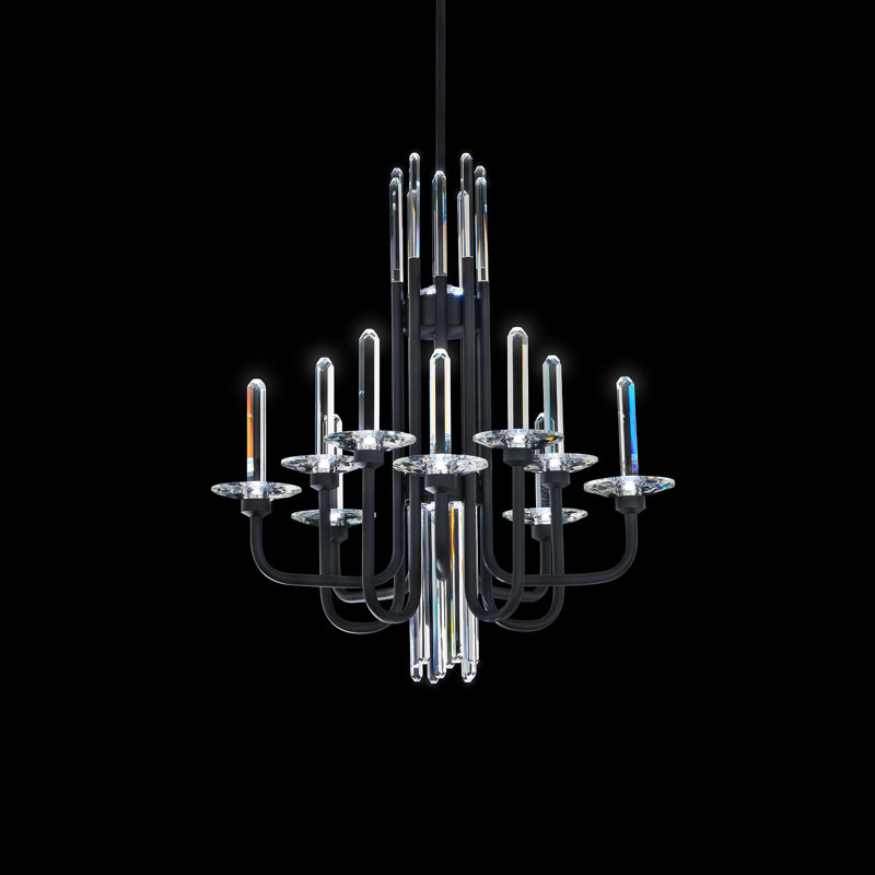 Calliope 12 Light Crystal LED Chandelier, Black