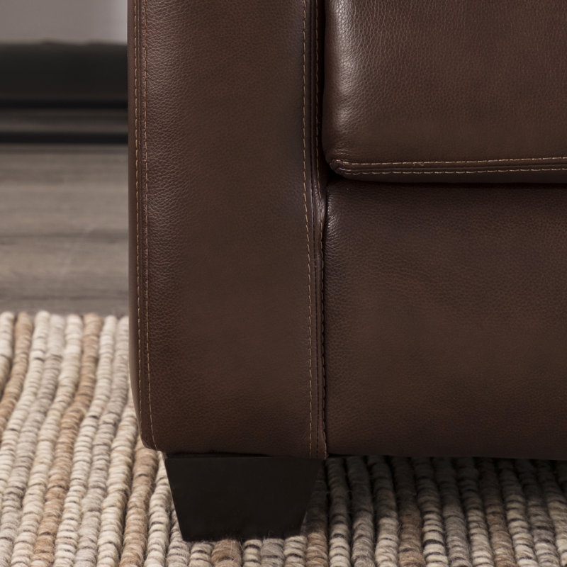 Canapé en cuir 83,5 po Coveale, Cuir véritable noyer Sidekick