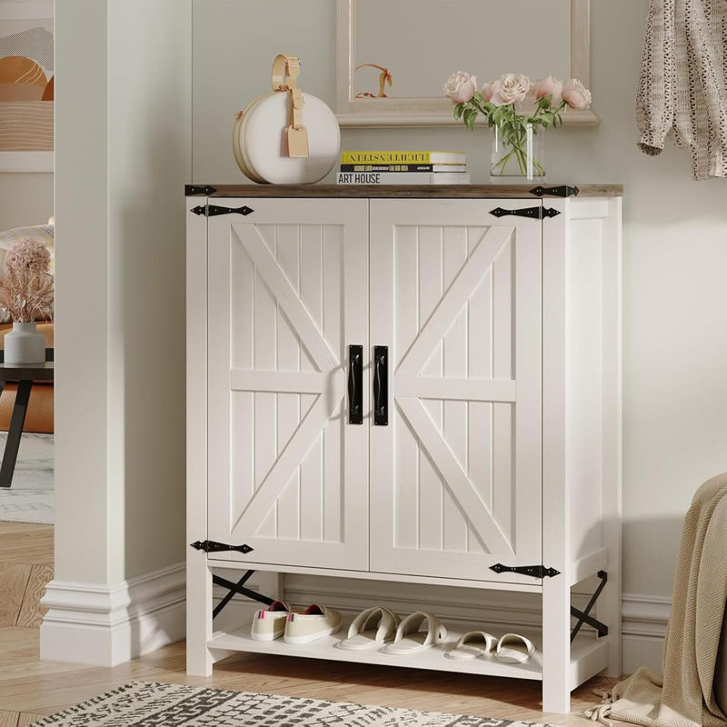 6-Tier Farmhouse Shoe Storage Cabinet, White