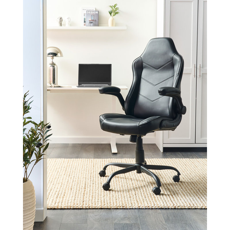 Office Chair Swivel Faux Leather, Black