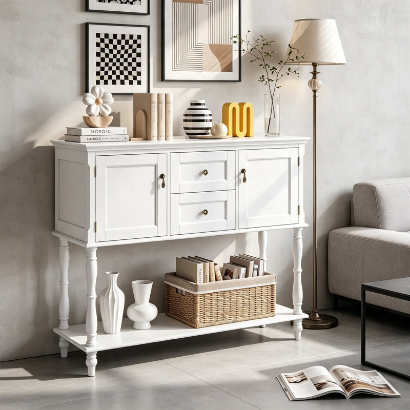 100 cm W Console Table, White