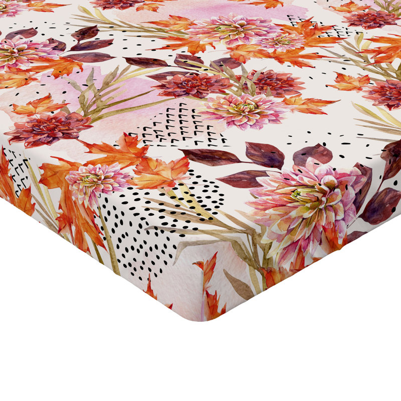 Drap-housse Ambesonne, Drap-housse pour lit simple TG, Vermillon, rose doux, rubis / floral