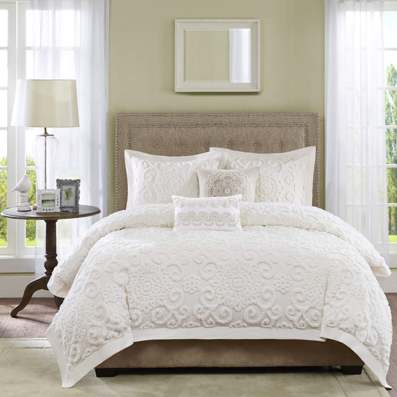 Laurs White Standard Cotton Reversible 3 Piece Comforter Set