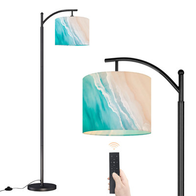 Lampe sur pied à arc avec abat-jour réglable Vagues océaniques se rencontrant Sandy tons pastel Lampe sur pied côtière été
